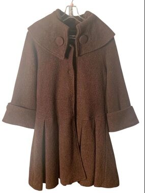 Vintage maybe Dior - Brown Wool Swing Coat with Wide Collar
